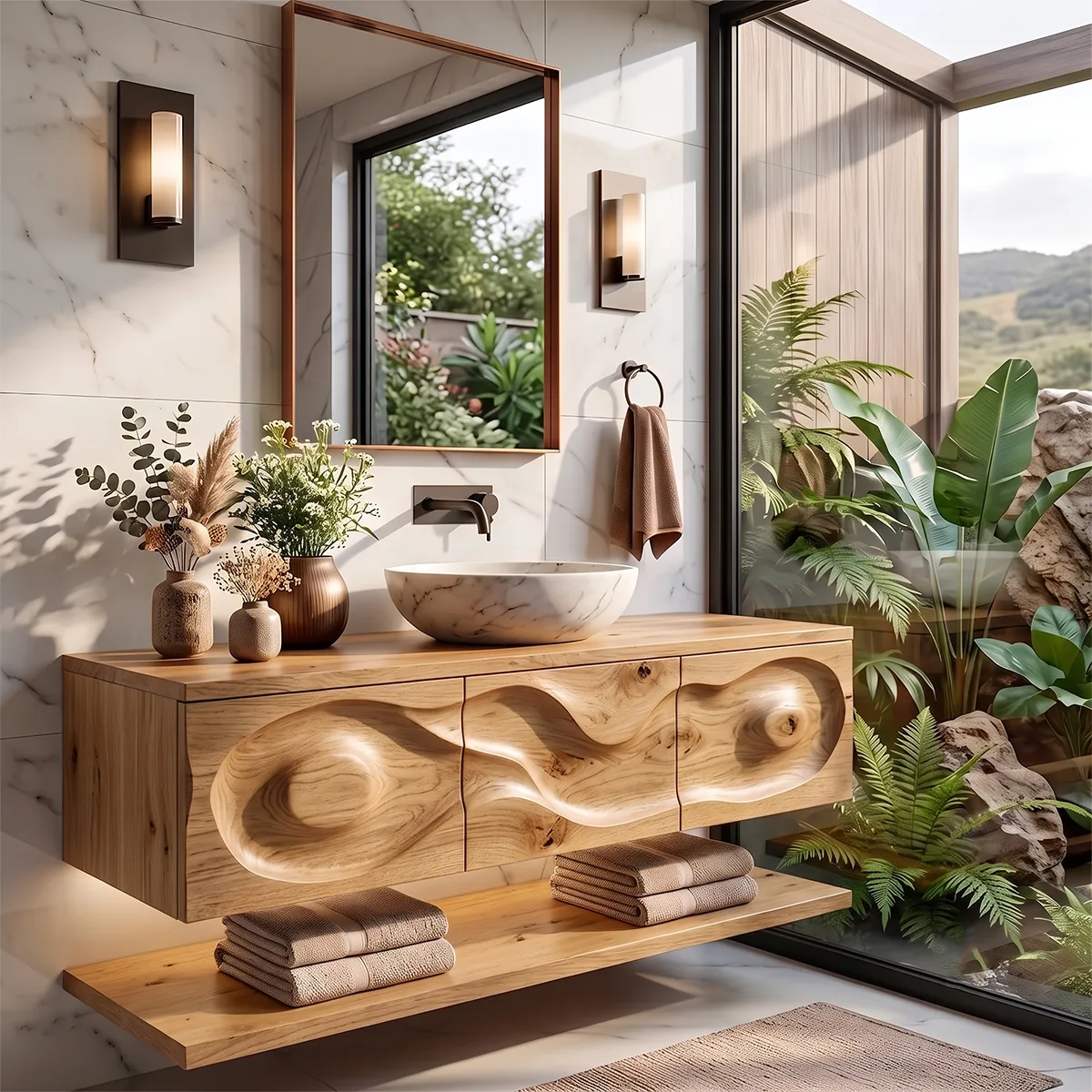 Floating Bathroom Vanity with 3 Drawers & Open Shelf | Modern Vanity Cabinet TH003-5BFQ9WL