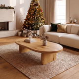 Large Oval Coffee Table with Sculptural Base | Modern Organic Living Room Center Table