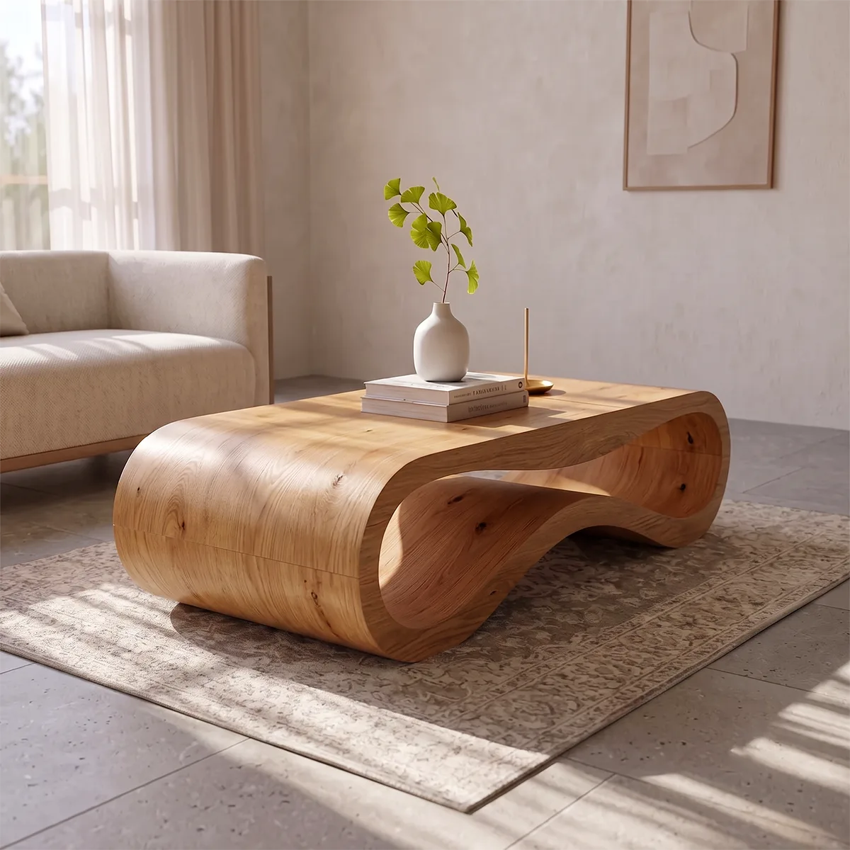 Sculptural Wave Coffee Table | Modern Organic Curved Living Room Center Table