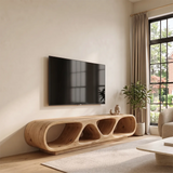 Sculptural TV Stand with Open Shelves | Organic Modern Media Console TH003-5RAR7KU