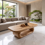 Modern Coffee Table with Sculptural Open Base | Rounded Rectangle Center Table for Contemporary Living Room TH003-5785