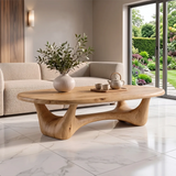 Modern Oval Coffee Table with Sculptural Open Base | Organic Contemporary Center Table for Living Room TH003-9564