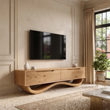Sculptural TV Stand with 2 Drawers | Organic Modern Media Console TH003-3LLI8QY