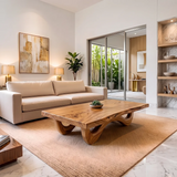 Sculptural Rectangular Coffee Table with Curved Base | Organic Modern Center Table