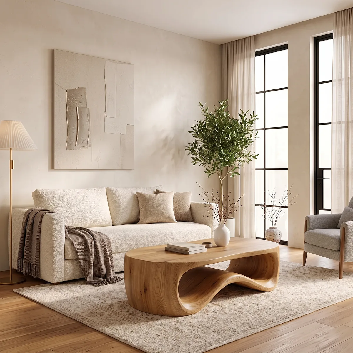 Sculptural Wave Coffee Table | Modern Curved Statement Center Table