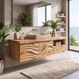 Modern Floating Bathroom Vanity with Double-Door Cabinet, Open Shelf & Drawer TH003-2JXN8GE