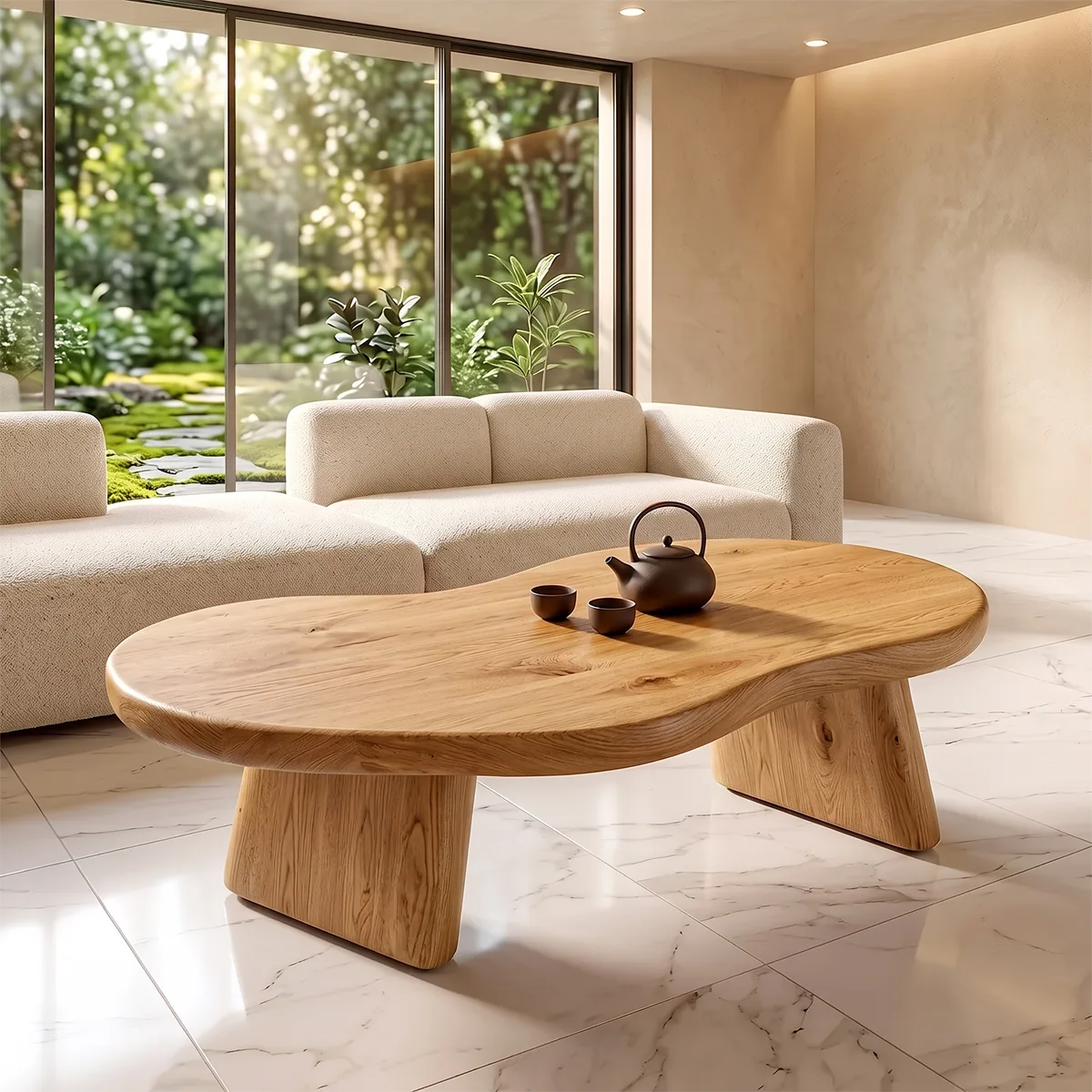Organic Pebble Coffee Table | Sculptural Freeform Coffee Table for Modern Living Room TH003-1486