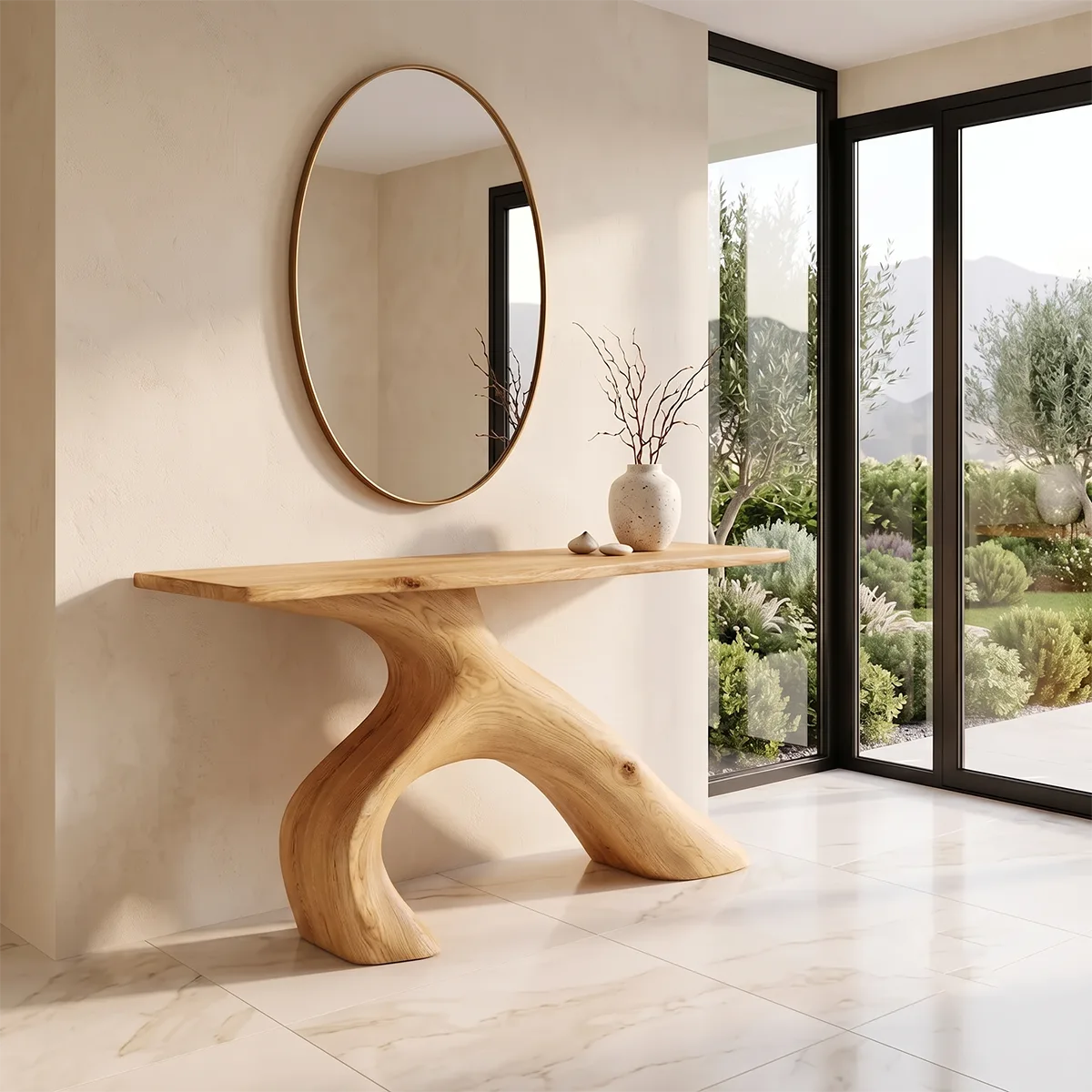 Modern Organic Console Table | Sculptural Asymmetrical Entryway Console Table TH003-3100