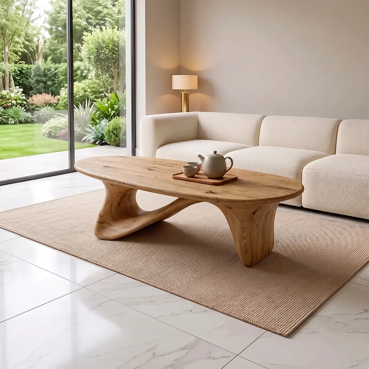 Organic Wave Coffee Table | Sculptural Oval Coffee Table for Modern Minimalist Living Room TH003-1206