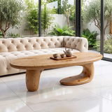Organic Oval Coffee Table | Sculptural Wave Base Coffee Table for Modern Minimalist Living Room TH003-5893