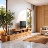 Modern TV Stand with 3 Drawers & Open Shelves | Organic Media Console TH003-4VZY8SF