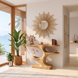 Modern Sculptural Console Table with Shelves | Organic Entryway Console Table for Contemporary Homes TH003-6721
