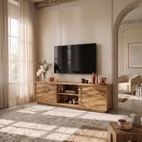 Wave Carved TV Stand with 2 Cabinets & Open Shelves | Media Console TH003-6UCU1VC
