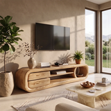 Organic Modern TV Stand with Sculptural Frame & Storage Drawers | Designer Media Console TH003-6JMS7OZ