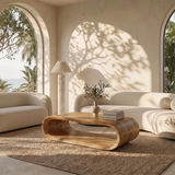 Sculptural Rounded Coffee Table | Organic Modern Open Center Living Room Table