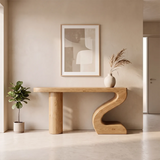 Modern Sculptural Console Table | Organic Wave Entryway Table for Contemporary Hallway & Living Room TH003-4054