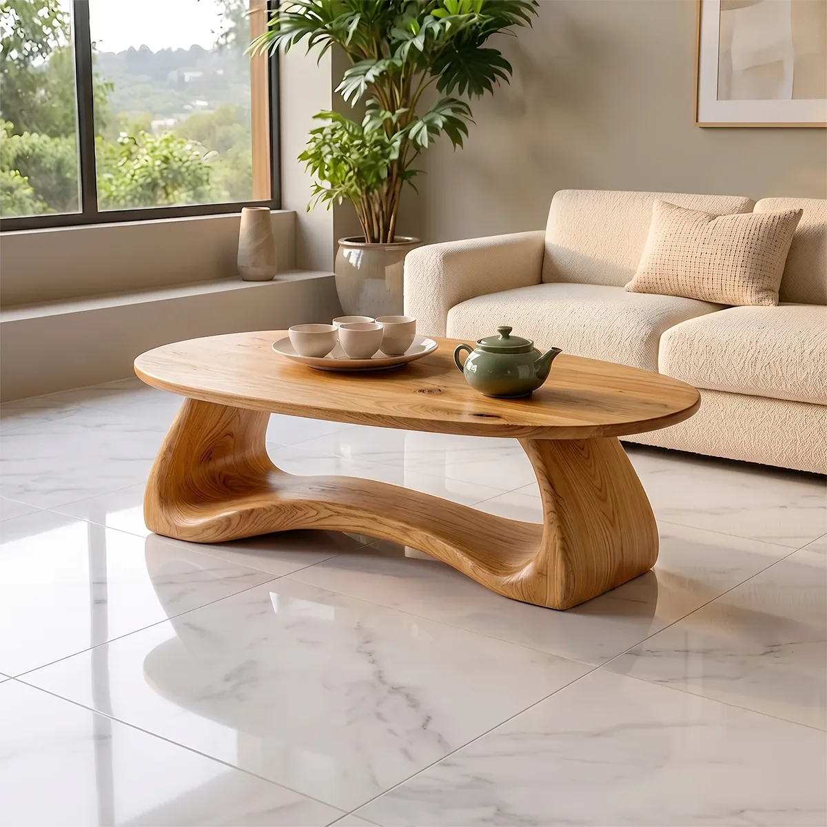 Modern Oval Coffee Table | Sculptural Organic Cocktail Table TH003-8246
