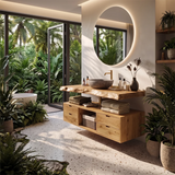 Live Edge Bathroom Vanity | Modern Floating Vanity with Storage Drawers TH003-2PAL7VO