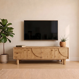 4-Door Mid-Century Modern TV Stand | Geometric Media Console