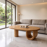 Modern Oval Coffee Table | Sculptural Pedestal Center Table for Minimalist Living Room TH003-7468