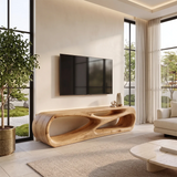 Sculptural TV Stand with Curved Open Shelves | Modern Media Console TH003-2TDK3XA