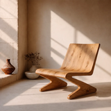 Sculptural Z-Frame Lounge Chair | Modern Low Profile Armless Accent Chair