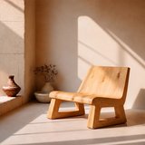 Wide Sculptural Lounge Chair | Modern Armless Statement Chair with Geometric Open Base