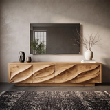 Modern Organic TV Stand with Sculpted Cabinets | Media Console TT006-9MXD1HU
