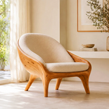 Sculptural Curved Accent Chair with Arms | Modern Lounge Chair for Living Room & Bedroom