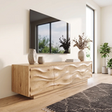 Modern Organic TV Stand with Sculpted Cabinets | Entertainment Console TT006-6CBU3TP