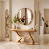 Organic Modern Console Table with Sculptural Double-Arch Base for Entryway & Living Room TT006-8669