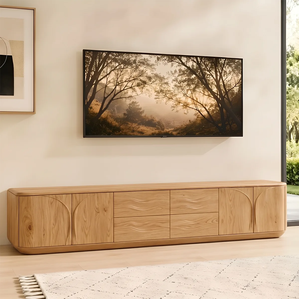Modern TV Stand with 2 Side Cabinets & 4 Center Drawers TT006-8JEV2FS