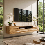 Organic Modern Floating TV Stand with Dual Cabinets, Open Shelf & Double Drawers TT006-5QDJ5ZW