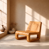 Sculptural Low Lounge Chair | Modern Armless Accent Chair with Curved Seat & Open Geometric Base
