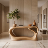 Organic Modern Console Table with Sculptural Open Frame & Display Shelf TT006-1286