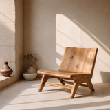 Sculptural Armless Lounge Chair | Modern Organic Accent Chair with Open Frame Base