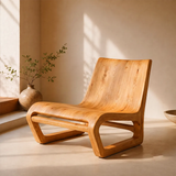 Sculptural Curved Wood Lounge Chair | Modern Organic Accent Chair