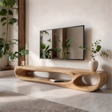 Modern Sculptural TV Stand with Open Display Shelves | Organic Media Console TT006-2SJT8FS