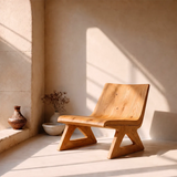Sculptural Lounge Chair | Wide Curved Armless Accent Chair with Geometric Open Base