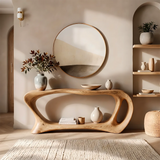 Organic Wave Console Table with Open Shelf for Modern Entryway & Living Room TT006-9593