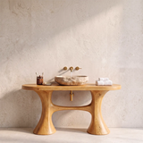 Sculptural Freestanding Bathroom Vanity with Curved Legs | Organic Modern Open Frame Design
