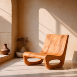 Sculptural Low Lounge Chair | Modern Organic Accent Chair with Open Loop Base