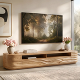 Modern TV Stand with Open Display Shelf & Wave Front Drawers TT006-6OLZ4XW