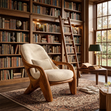 Sculptural Curved Lounge Chair with Arms | Modern Reading Chair for Living Room & Bedroom