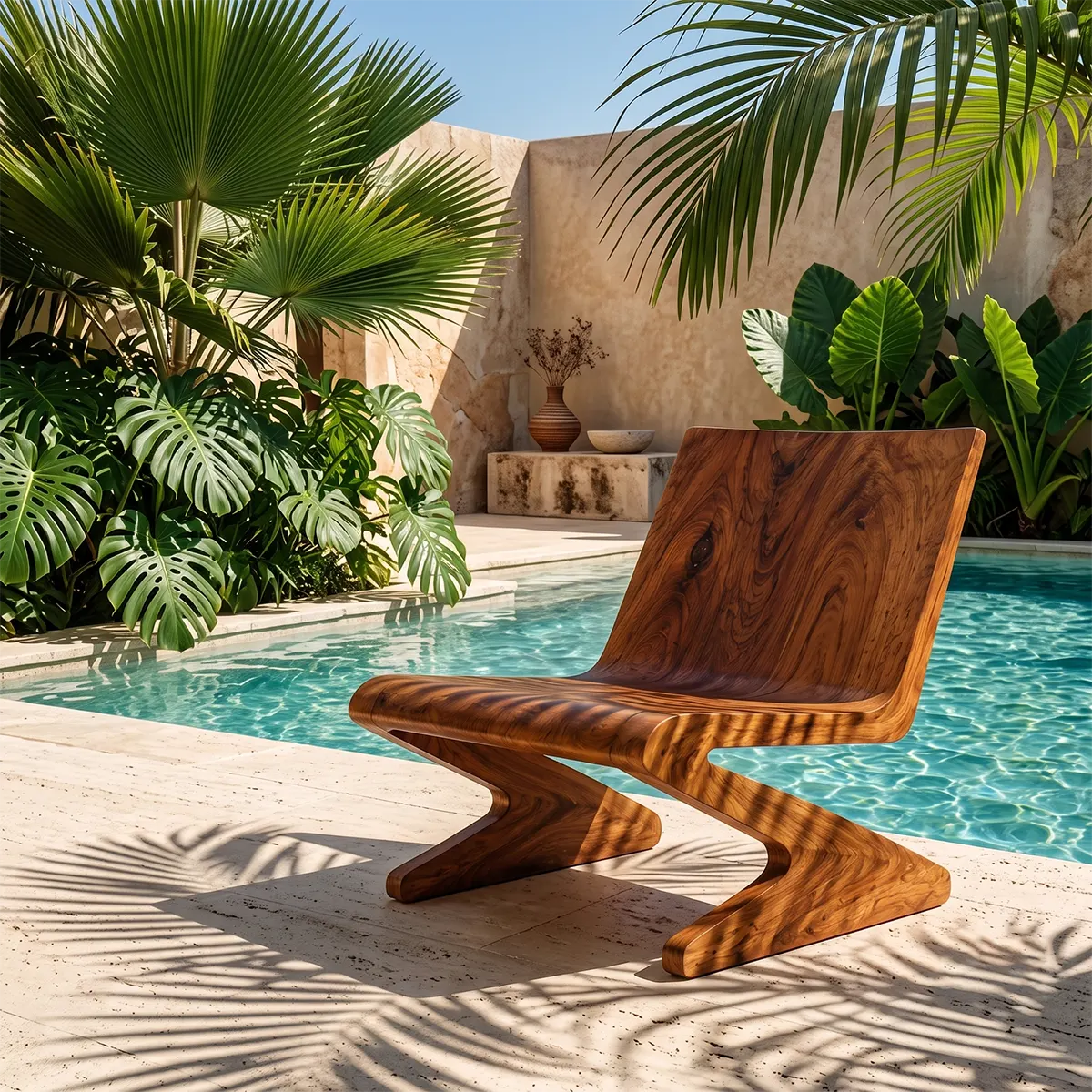 Sculptural Z-Frame Lounge Chair | Modern Low Profile Armless Accent Chair