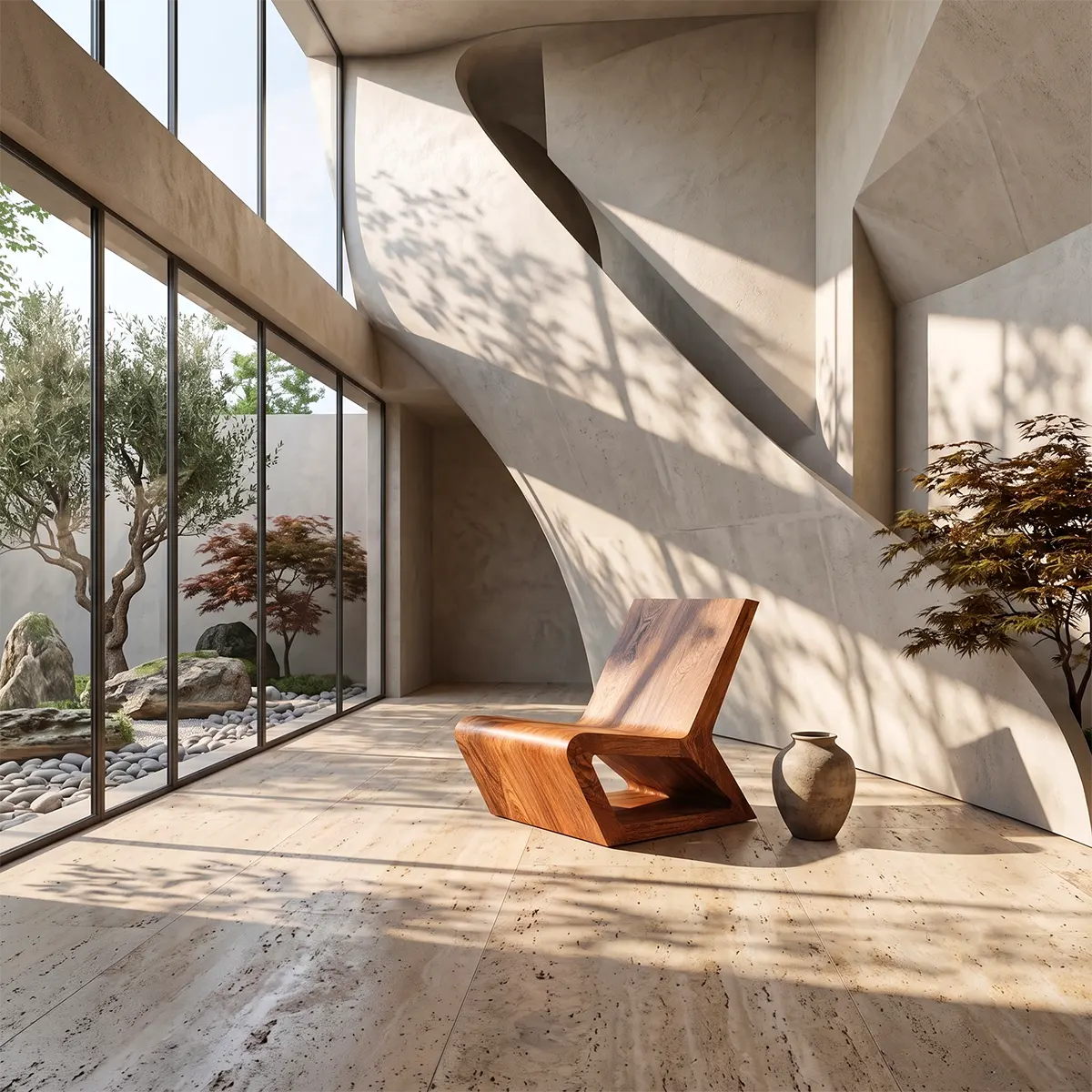 Sculptural Armless Lounge Chair | Modern Curved Accent Chair for Living Room & Reading Space
