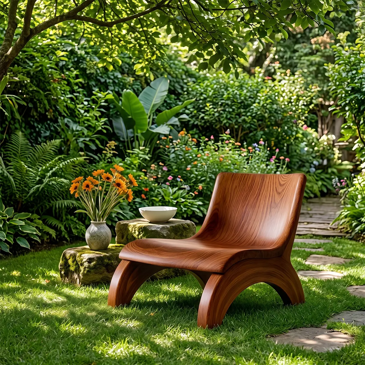 Sculptural Curved Lounge Chair with Arched Legs | Organic Modern Accent Chair