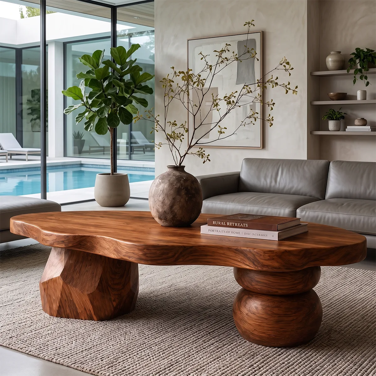 Sculptural Coffee Table with Mixed Artistic Legs | Organic Modern Statement Center Table