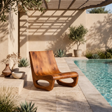 Sculptural Low Lounge Chair | Modern Organic Accent Chair with Open Loop Base