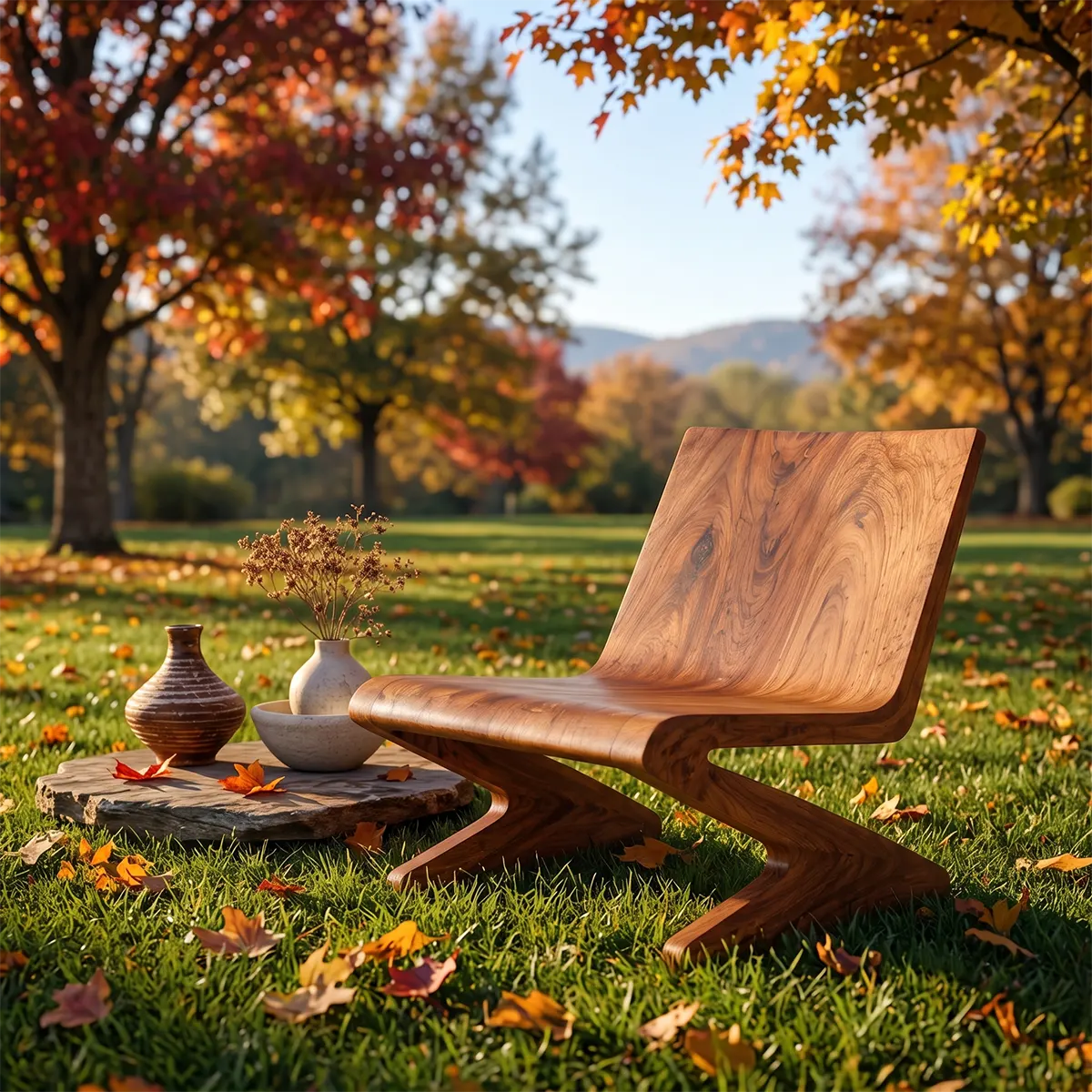 Sculptural Z-Frame Lounge Chair | Modern Low Profile Armless Accent Chair